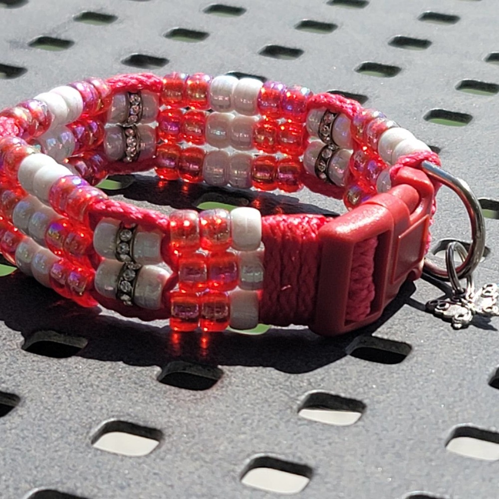 Custom Handmade Beaded Bling Dog Collar - Picture 2 of 4